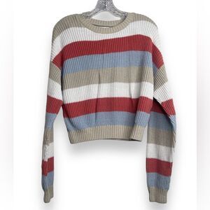Hollister Chunky Knit Stripe Cropped Sweater Small